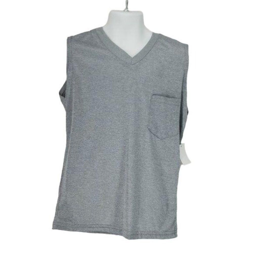 Mad Game‎ gray pocket VNeck Athletic Tank top small